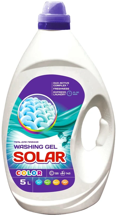 Гель для стирки Solar Color, 5 л  (125 стирок)