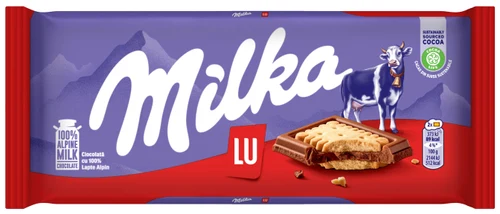 Ciocolată cu lapte alpin acoperită cu biscuiți Milka LU  87g