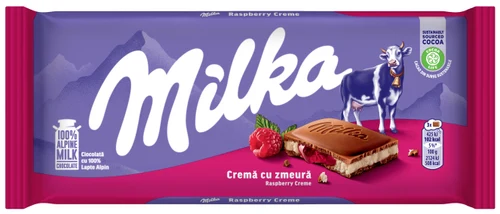 Молочный шоколад Milka с малиновым кремом, 100 г