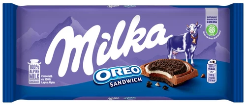 Ciocolată cu lapte alpin Milka Oreo Sandwich  92g