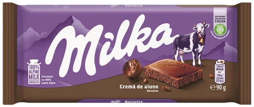 Ciocolată cu lapte alpin Milka Cremă de alune  90g