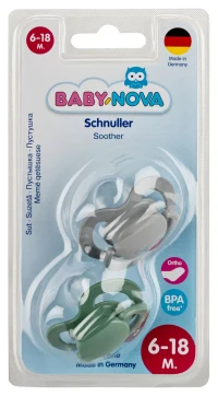 ”Baby-Nova” Suzetă ortodontică, cu inel, 6 luni+, Silicon, fără BPA, 2 buc. (20016) 2