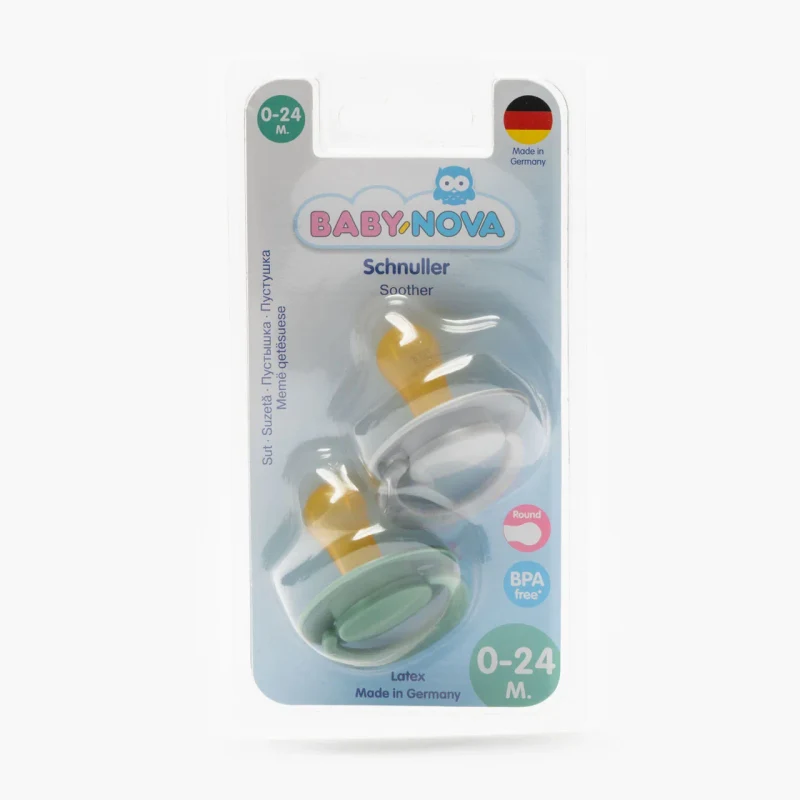 "Baby-Nova" Круглая соска с кольцом, от 0-24 мес., Латекс, без BPA, 2 шт. (23500) 2
