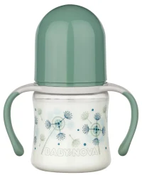 ”Baby-Nova” Biberon din silicon cu gât larg cu mânere,150 ml, 0 - 24 luni, debit lent, fără BPA, cu tetină suplimentară 2