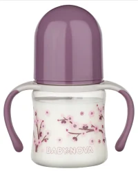 ”Baby-Nova” Biberon din silicon cu gât larg cu mânere,150 ml, 0 - 24 luni, debit lent, fără BPA, cu tetină suplimentară 3