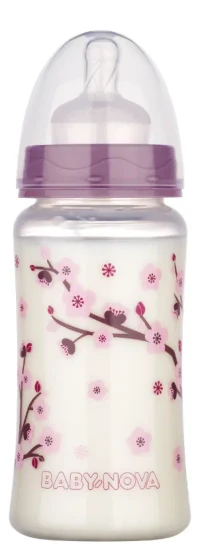 ”Baby-Nova” Biberon din silicon cu gât larg, 300 ml, 0 - 24 luni, debit mediu, fără BPA, cu tetină suplimentară, 1 buc 3