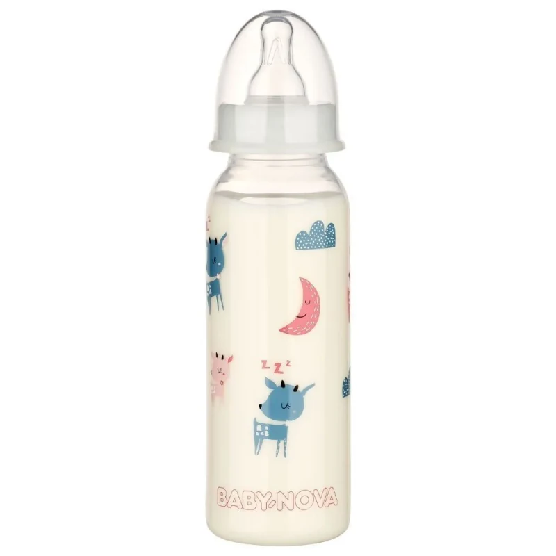 ”Baby-Nova” Biberon din silicon cu gât standart ”Good night”, 0-24 luni, 240ml., debit mediu, fără BPA, 1 buc 3