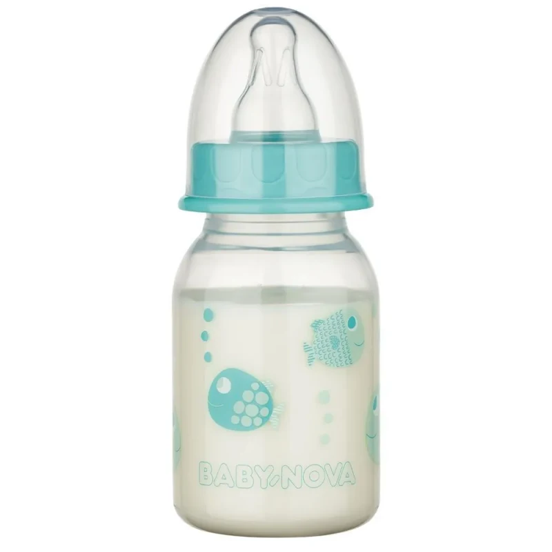 ”Baby-Nova” Biberon din silicon cu gât standart,  120 ml., debit lent, fără BPA, 1 buc./cutie de carton (46010) 2