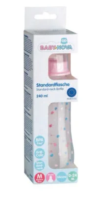 ”Baby-Nova” Biberon din silicon cu gât standart, 0-24 luni, 240ml., debit mediu, fără BPA, 1 buc./cutie de carton (48010) 2