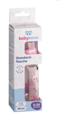 ”Baby-Nova” Biberon din sticlă, 125 ml, 0-24 luni, debit lent, 1 buc. (44606) 2