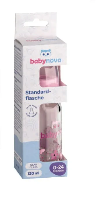 ”Baby-Nova” Biberon din sticlă, 125 ml, 0-24 luni, debit lent, 1 buc. (44606) 2
