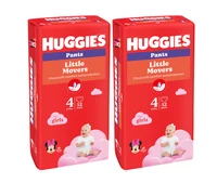 Set Scutece-chiloţel Huggies Little Movers pentru fetiţă 4  (9-14 kg), 104buc  (2x52buc) 