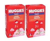 Set Scutece-chiloţel Huggies Little Movers pentru fetiţă 3 (6-11 kg), 116buc.  (2x58buc)