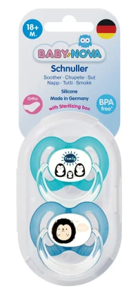 ”Baby-Nova” Suzeta ortodontica,cu inel, 18 luni+, Silicon, fara BPA, 2 buc. cu cutie pentru sterilizare (20006) 2