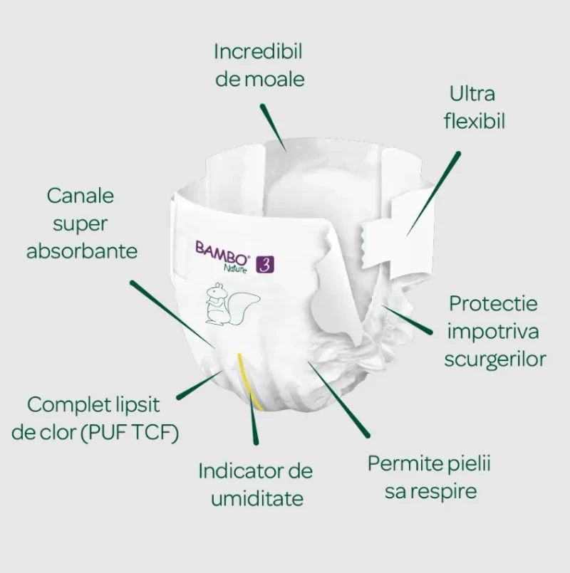 Set Scutece Bambo Nature 3  (4-8 kg), 104 buc (2x52buc) 3