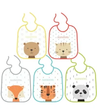 Baby-Nova, Set 5 baveţele din bumbac, impermeabile  (33103)