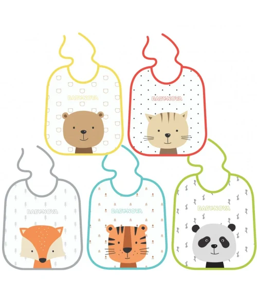 Baby-Nova, Set 5 baveţele din bumbac, impermeabile  (33103)