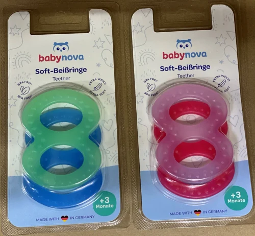 ”Baby-Nova” Jucărie pentru dentiție - Soft Teether, 3 luni+, fără BPA, 2 buc./blister  (31188)