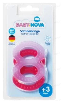 ”Baby-Nova” Jucărie pentru dentiție - Soft Teether, 3 luni+, fără BPA, 2 buc./blister  (31188) 2