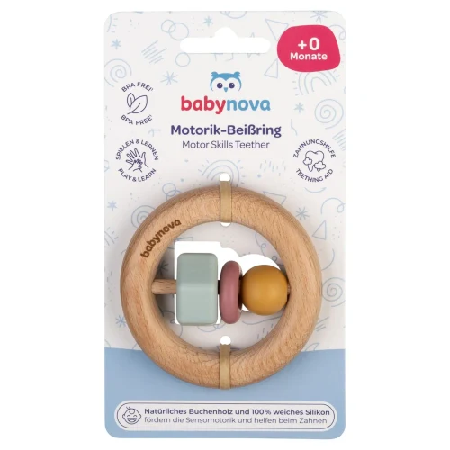 Baby-Nova, Inel dentiţie cu elemente din silicon, 3luni+  (31157)