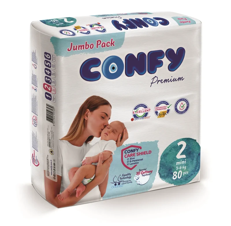 Подгузники детские Confy Premium Jumbo, №2 (3-6 кг), 80 шт. 3