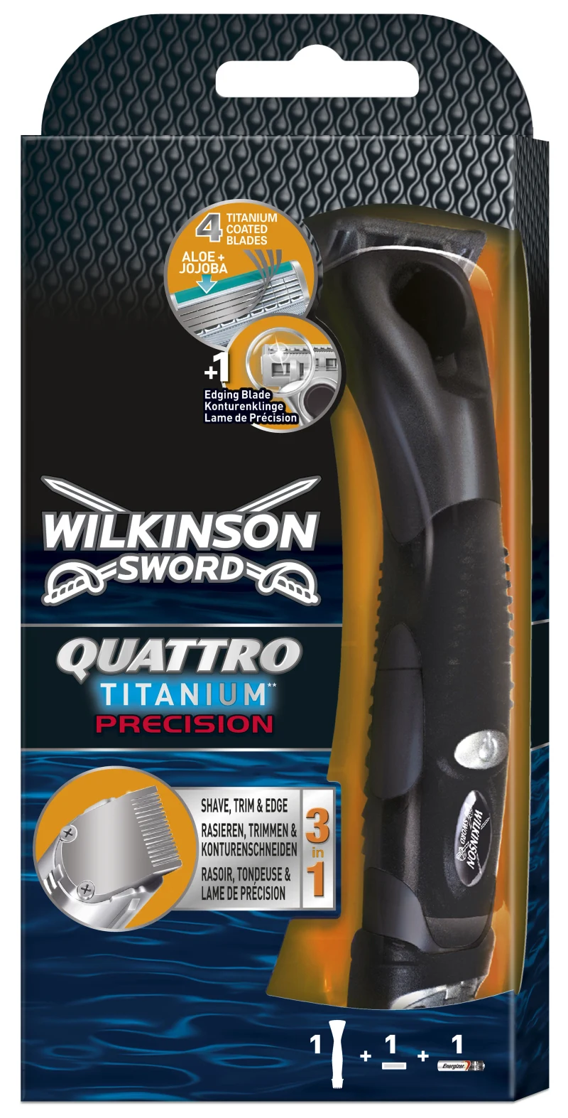 Aparat de ras tip sistem pentru bărbaţi Quattro Titanium Precision, 4 lame, 1 rezervă 3