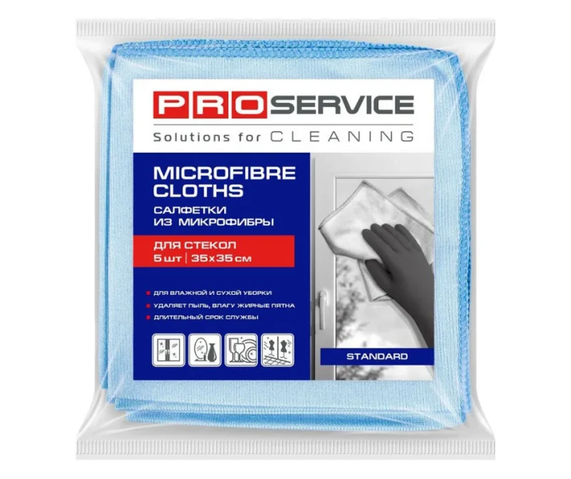 Салфетки PROservice из микрофибры для стекол Standard, 5 шт, синие 2