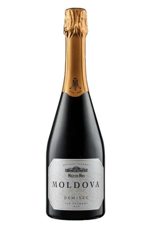 Mileștii Mici Moldova de Lux, игристое белое полусухое вино, 0,75 л