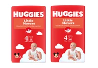 Set Scutece Huggies Little Movers Mega 4, Unisex  (7-18 kg), 132buc  (2x66buc)
