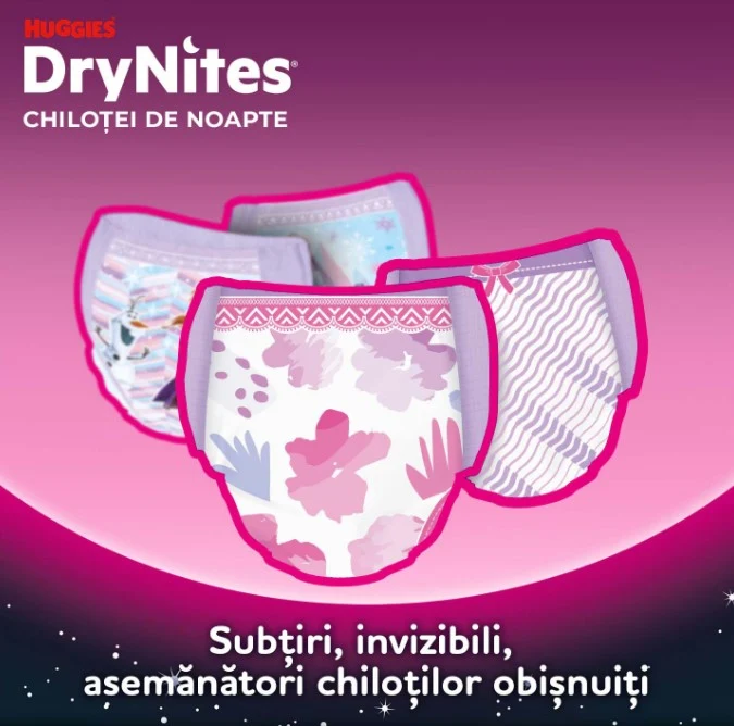 Scutece-chiloţel Huggies DryNites 4-7 ani, fetiţă, 17-30 kg, 10 buc. 2