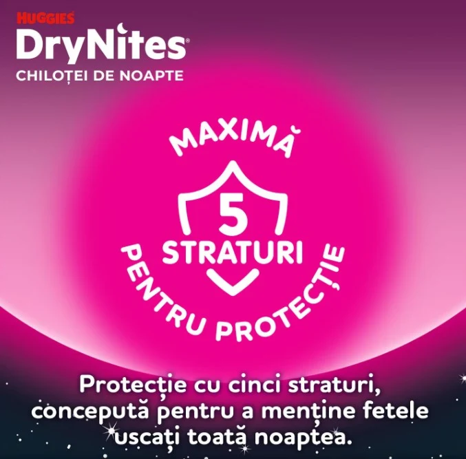Scutece-chiloţel Huggies DryNites 4-7 ani, fetiţă, 17-30 kg, 10 buc. 4