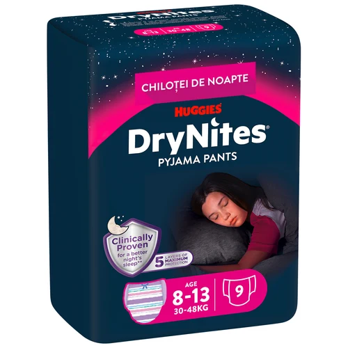 Трусики Huggies DryNites для девочек, 8-13 лет, 30-48 kg  kg,9 шт.