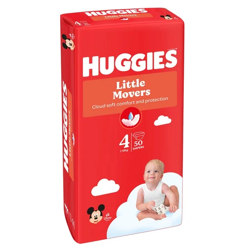 Подгузники Huggies Little Movers Jumbo 4 (7-18 кг) унисекс, 50 шт. 