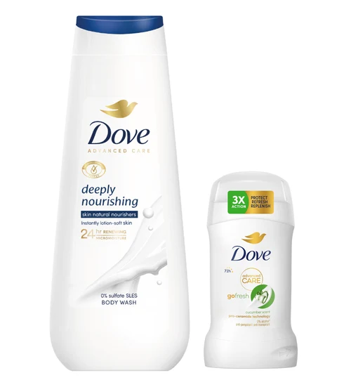 Gel de dus Dove SG Advanced Care Nourishing Care 400ml + Dove Stick ADV Care Go Fresh Cucumber Scent 50ml Gratis