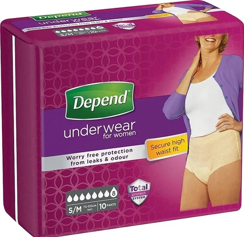 Подгузники-трусы Depend для женщин, размер S/M, 10 шт.