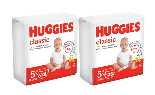 Set Scutece Huggies Classic Jumbo 5  (11-25 kg), 56buc (2x28buc)