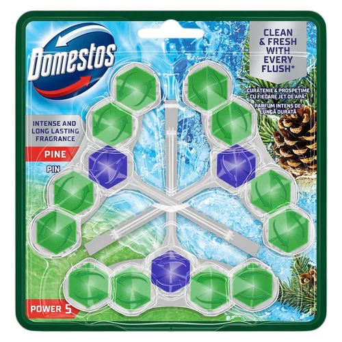 Odorizant pentru toaleta Domestos Power 5 WC block Trio Pack 3*50g - PINE