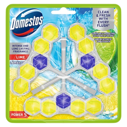Odorizant pentru toaleta Domestos Power 5 WC block Trio Pack 3*50g - LIME