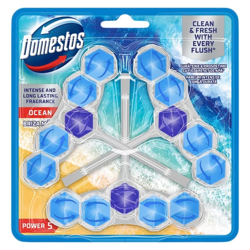 Odorizant pentru toaleta Domestos Power 5 WC block Trio Pack 3*50g - OCEAN