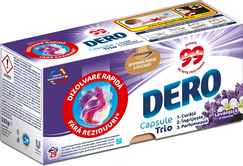 Detergent Dero Capsule Trio Levantica si Iasomie 29 Capsule 2