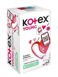 Absorbante pentru fiecare zi Kotex Young Normal, 40 buc.
