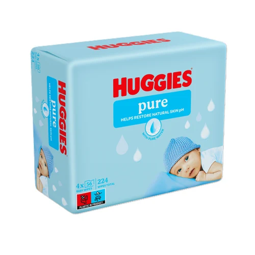 Влажные салфетки Huggies Pure, 4 x 56 шт