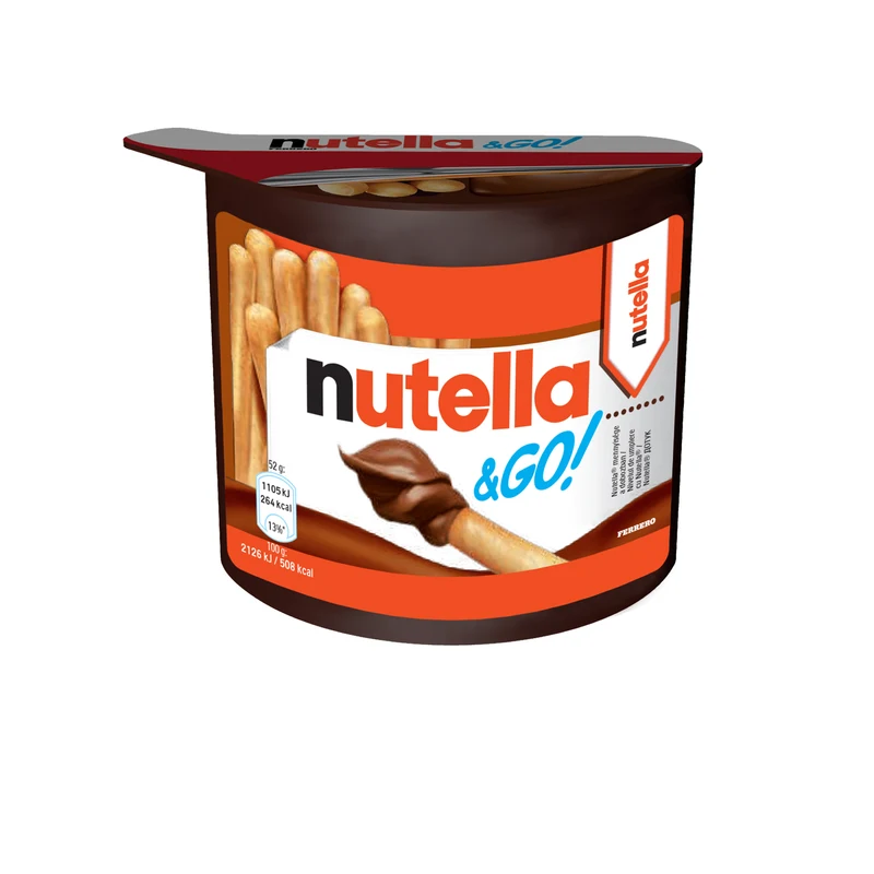 Nutella&Go, Gustare cu cremă de alune cu cacao și grisine, 52 g 2