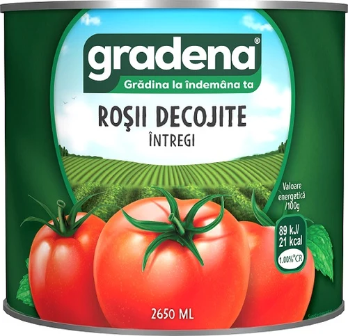 Gradena Roșii decojite întregi, 2650ml 