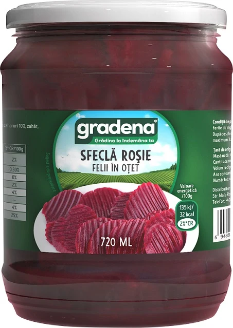 Gradena Sfeclă roșie felii, 720 ml 