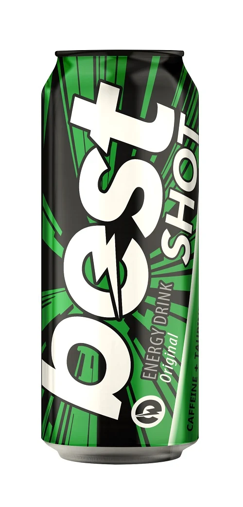 Băutură nealcoolică energizantă intens gazată pasteurizată „BEST SHOT”, doza 0,5L
